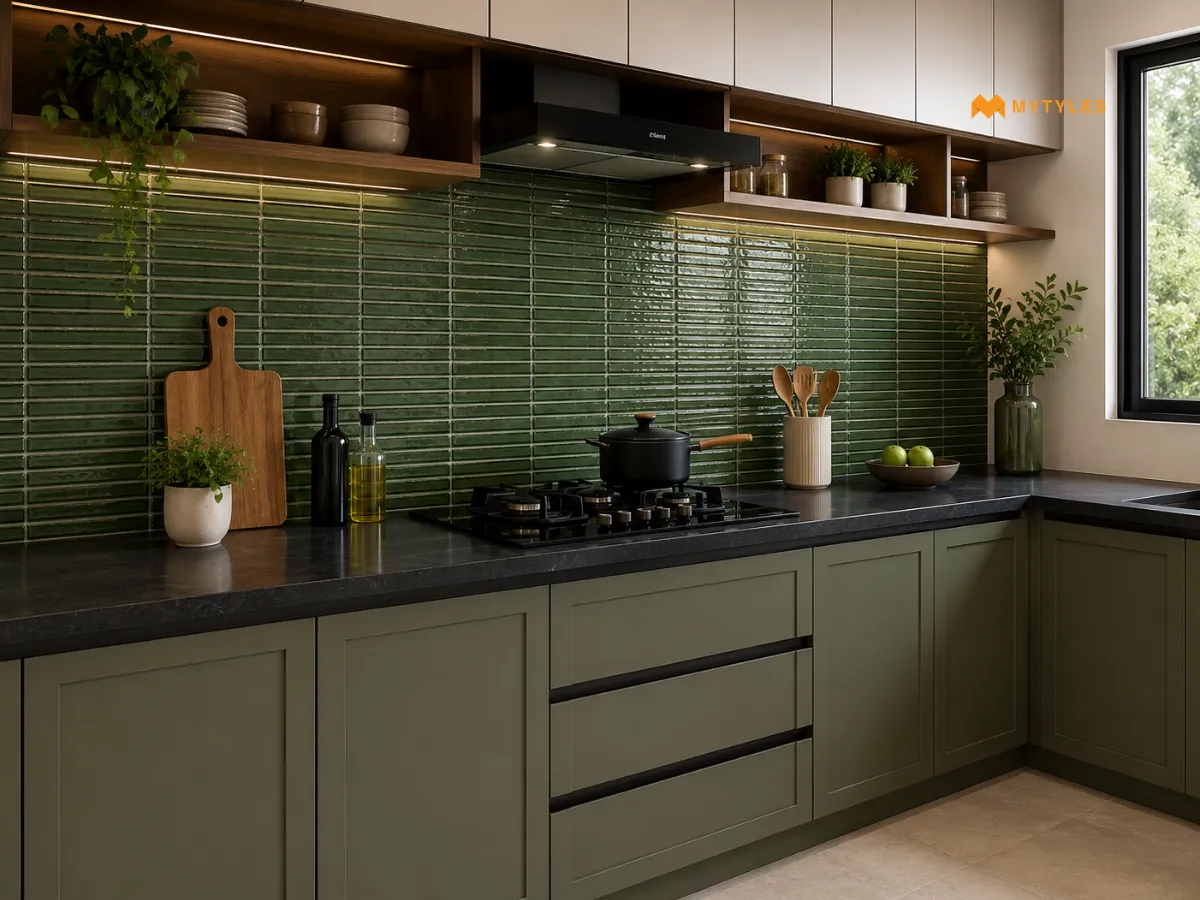 Green Kitkat Tiles in Kitchen